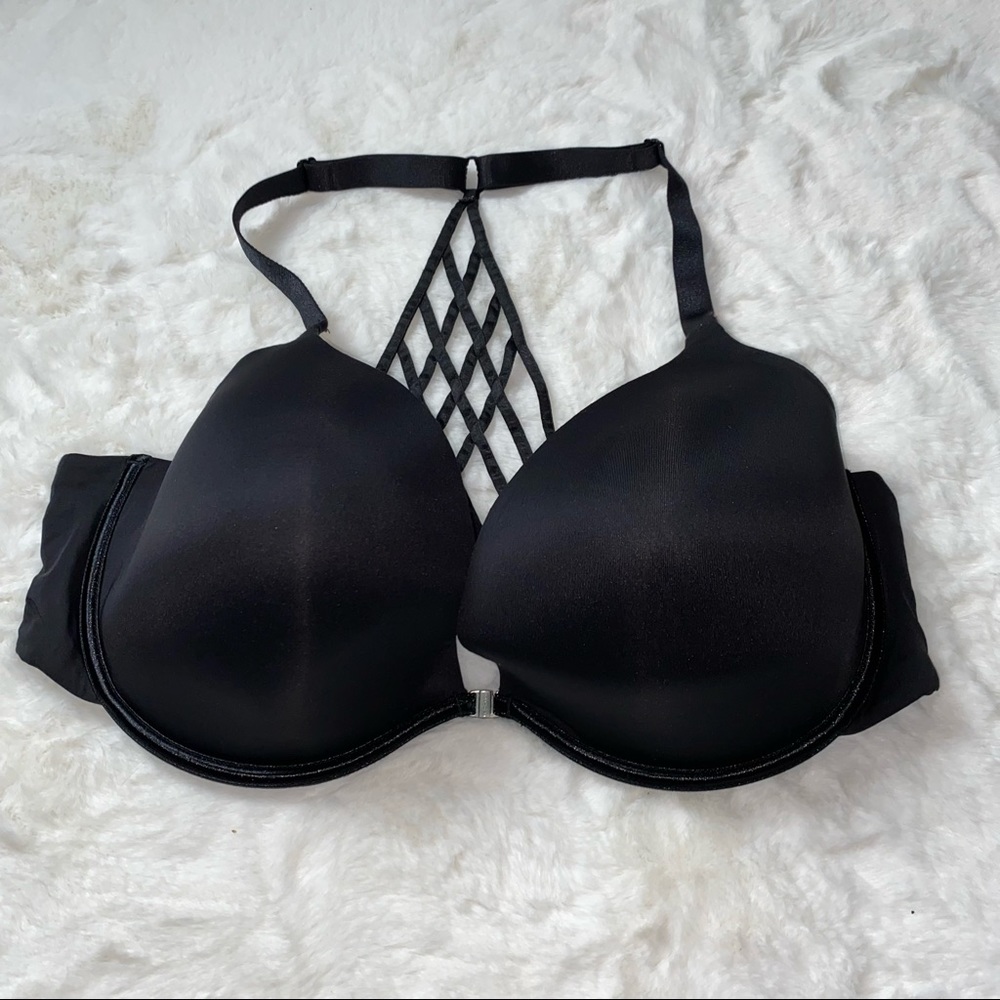 Cacique 46D Black Lattice Strappy Back Bra